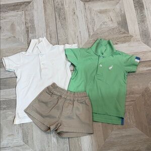 The Beaufort Bonnet Company White and Green Polo and Khaki Shorts